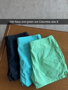 Old Navy Women’s Bermuda Shorts Trio — Black, Aqua, and Mint Green